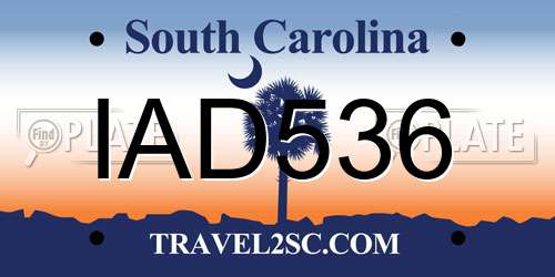 IAD536 South Carolina License Plate