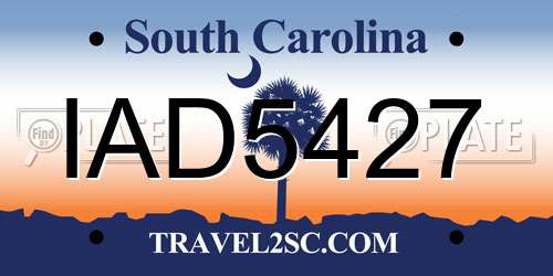 IAD5427 South Carolina License Plate