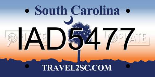 IAD5477 South Carolina License Plate