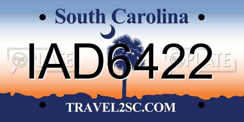 IAD6422 South Carolina License Plate