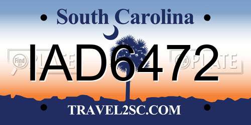 IAD6472 South Carolina License Plate