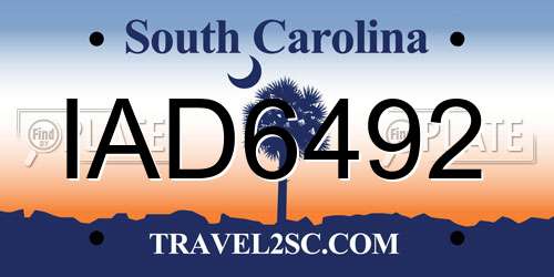 IAD6492 South Carolina License Plate