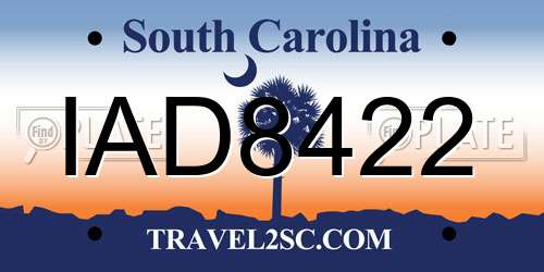 IAD8422 South Carolina License Plate