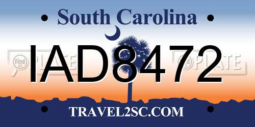 IAD8472 South Carolina License Plate