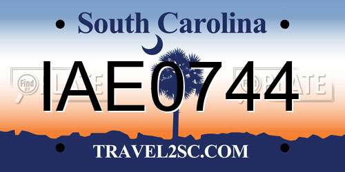 IAE0744 South Carolina License Plate