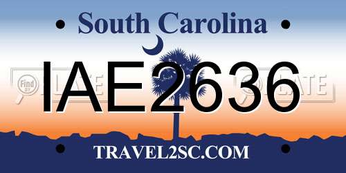 IAE2636 South Carolina License Plate