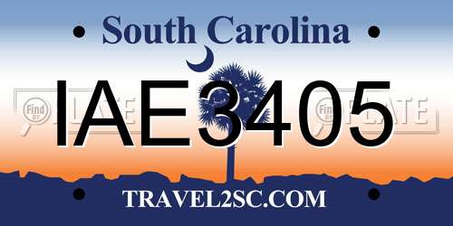 IAE3405 South Carolina License Plate
