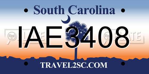 IAE3408 South Carolina License Plate