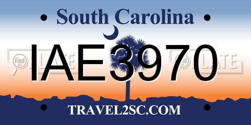 IAE3970 South Carolina License Plate