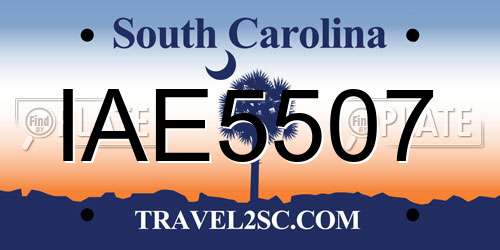 IAE5507 South Carolina License Plate