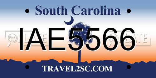 IAE5566 South Carolina License Plate