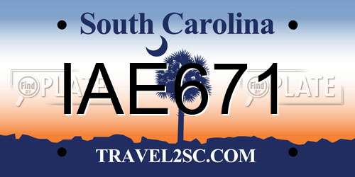 IAE671 South Carolina License Plate