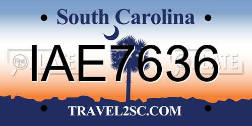 IAE7636 South Carolina License Plate