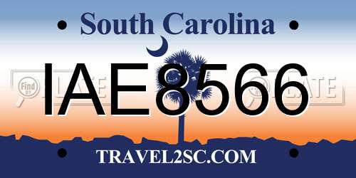 IAE8566 South Carolina License Plate