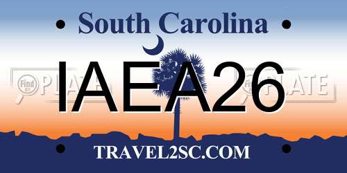 IAEA26 South Carolina License Plate