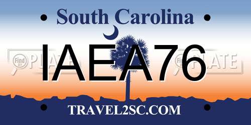 IAEA76 South Carolina License Plate