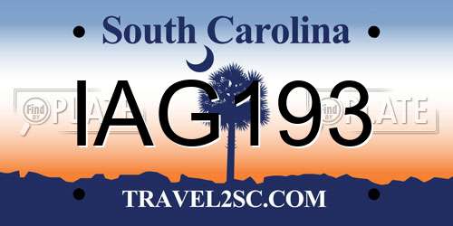 IAG193 South Carolina License Plate