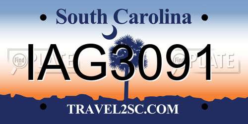 IAG3091 South Carolina License Plate