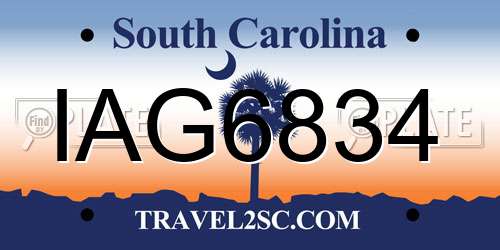 IAG6834 South Carolina License Plate