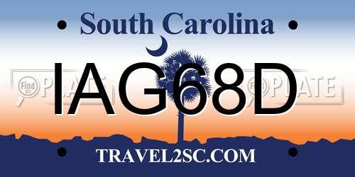 IAG68D South Carolina License Plate