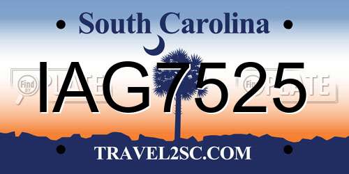 IAG7525 South Carolina License Plate