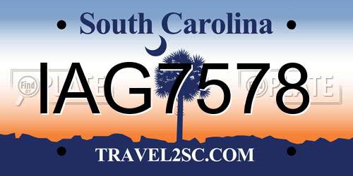 IAG7578 South Carolina License Plate