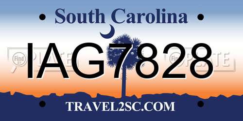 IAG7828 South Carolina License Plate
