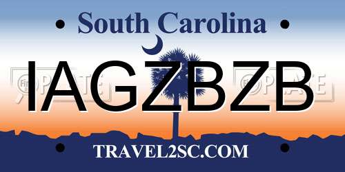 IAGZBZB South Carolina License Plate