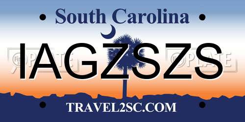 IAGZSZS South Carolina License Plate