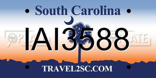 IAI3588 South Carolina License Plate