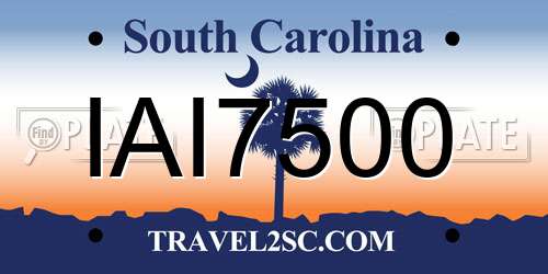 IAI7500 South Carolina License Plate