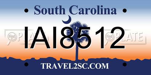IAI8512 South Carolina License Plate