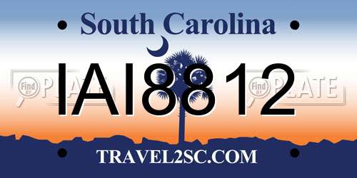 IAI8812 South Carolina License Plate
