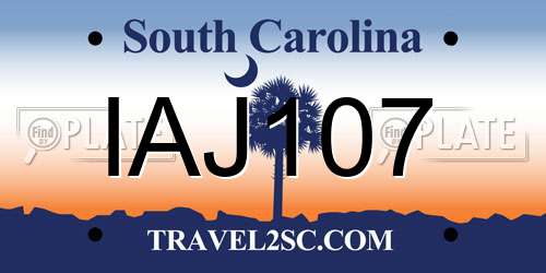 IAJ107 South Carolina License Plate