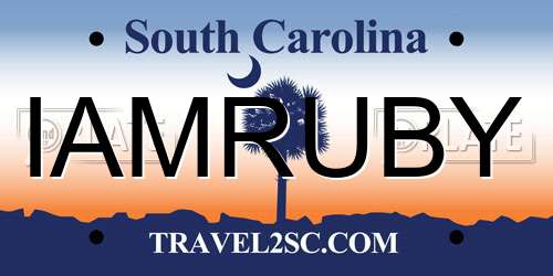 IAMRUBY South Carolina License Plate