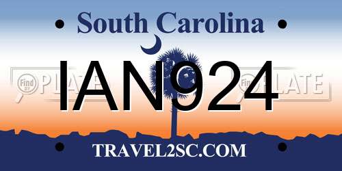 IAN924 South Carolina License Plate