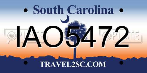 IAO5472 South Carolina License Plate