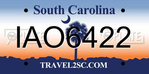 IAO6422 South Carolina License Plate