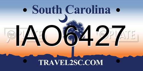 IAO6427 South Carolina License Plate