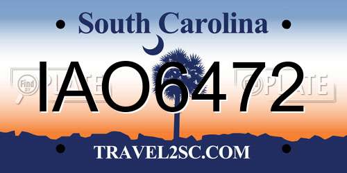 IAO6472 South Carolina License Plate