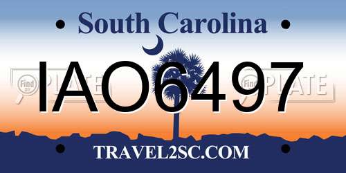IAO6497 South Carolina License Plate