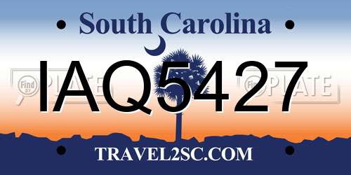 IAQ5427 South Carolina License Plate