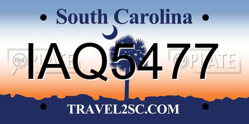 IAQ5477 South Carolina License Plate