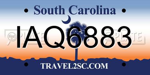 IAQ6883 South Carolina License Plate