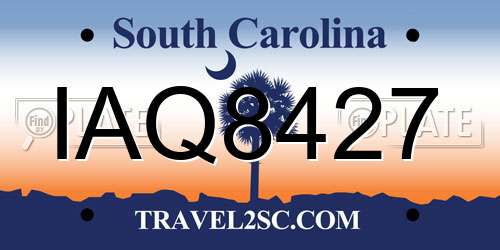 IAQ8427 South Carolina License Plate