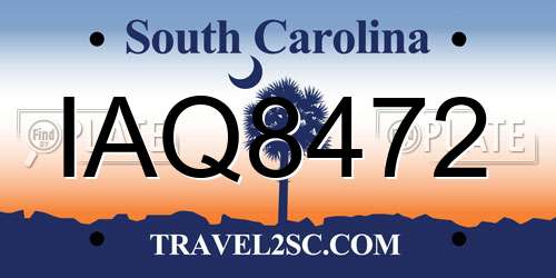 IAQ8472 South Carolina License Plate
