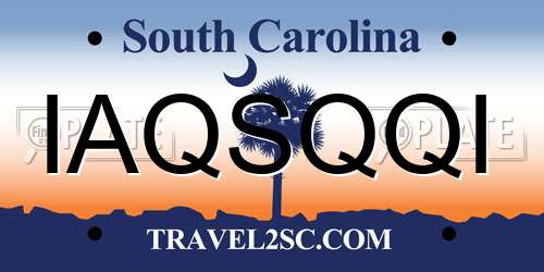 IAQSQQI South Carolina License Plate