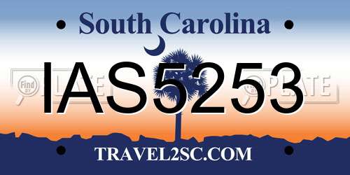 IAS5253 South Carolina License Plate