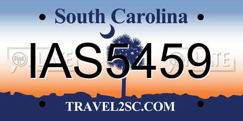 IAS5459 South Carolina License Plate