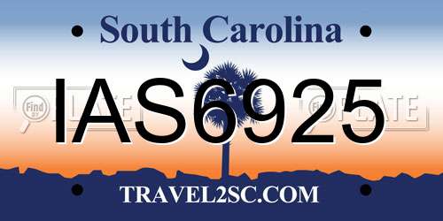 IAS6925 South Carolina License Plate